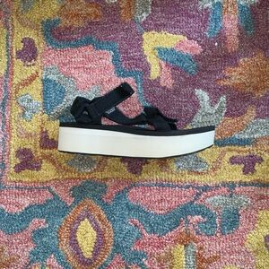 Teva Black and White Platform Sandals with Velcro Straps